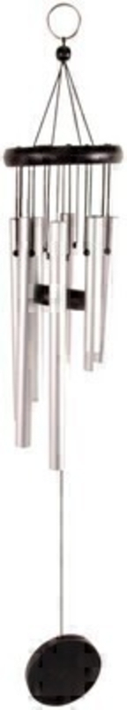 Small round wind chime with 5 aluminum tubes. Would look lovely in any garden. Packed in a gift box. Dimensions 9.1 x 9.1 x 56.5 cm